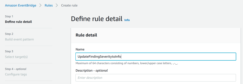 Figure 7: Create an EventBridge rule in the console