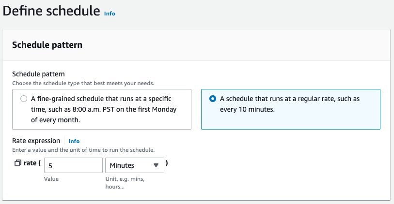 Figure 3: Console view when configuring a schedule