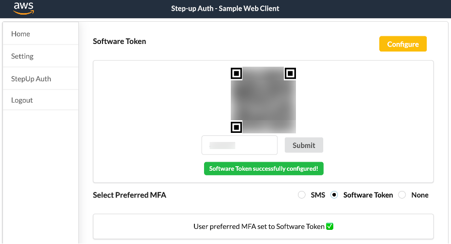 Figure 8: Completed Software Token setup