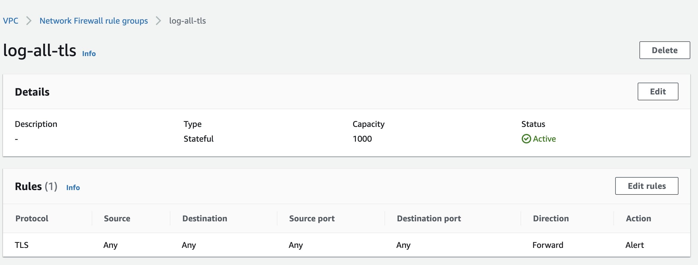 Figure 4: Network Firewall rule groups