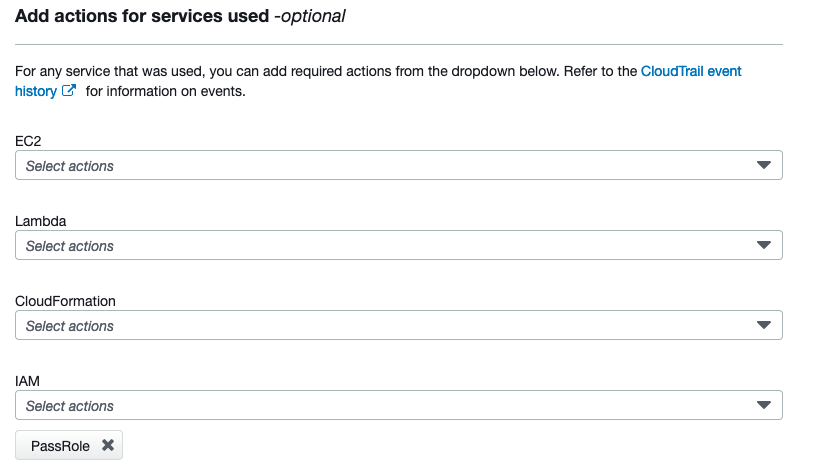 Figure 3: Adding PassRole as an IAM action