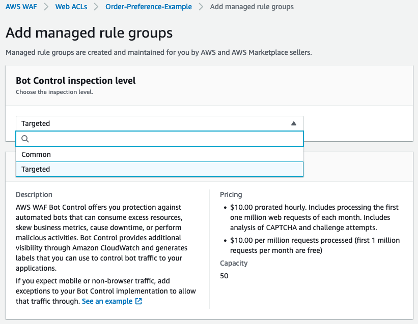 Figure 1: Bot Control – Select inspection level