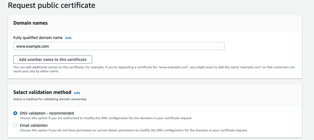 Figure 2: Requesting a public ECDSA certificate