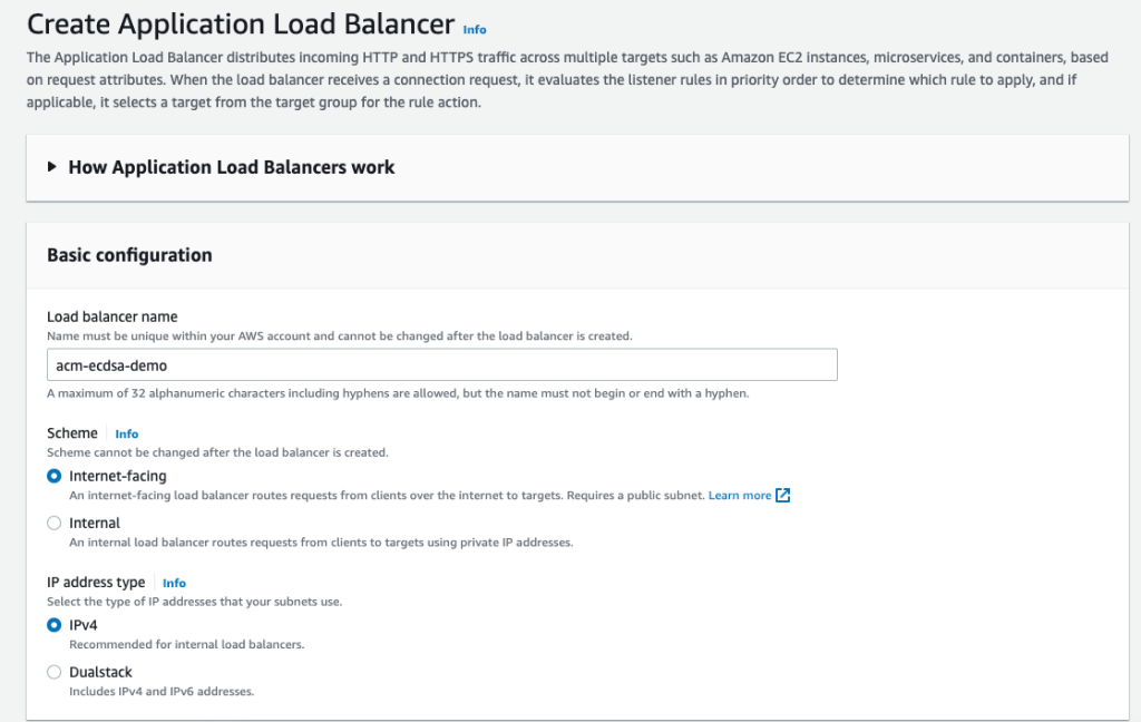 Figure 4: Create an application load balancer