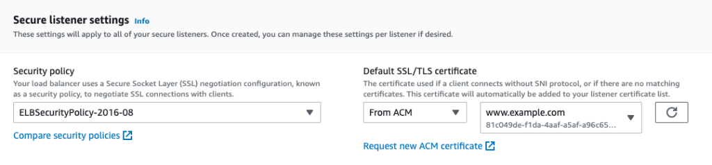 Figure 6: Secure listener settings