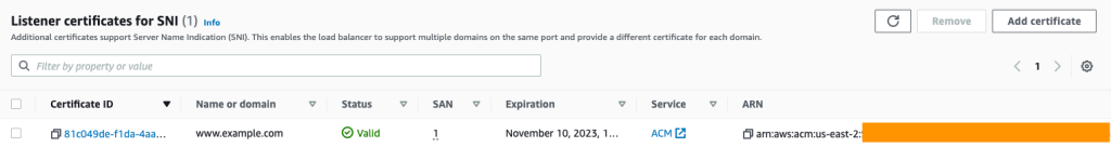 Figure 9: Listener certificates for SNI