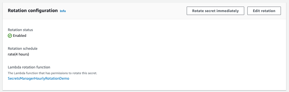 Figure 6: Rotation configuration of your secret