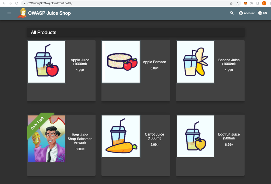 Figure 10: OWASP Juice Shop