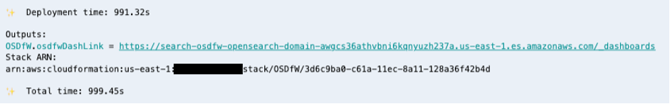 Figure 6: Output of the AWS CDK deployment