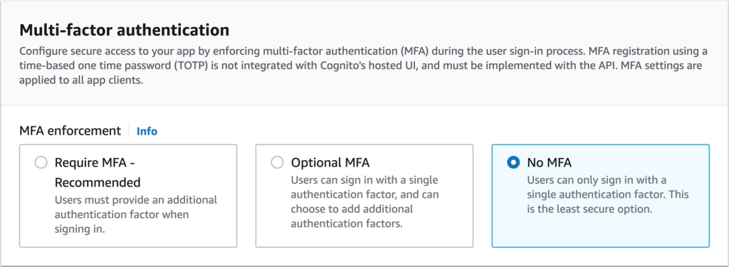 Figure 8: Configuring MFA