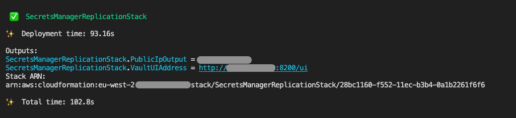 Figure 2: AWS CDK deployment output