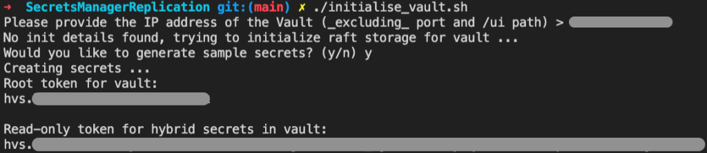 Figure 4: Initialize HashiCorp Vault bash script output