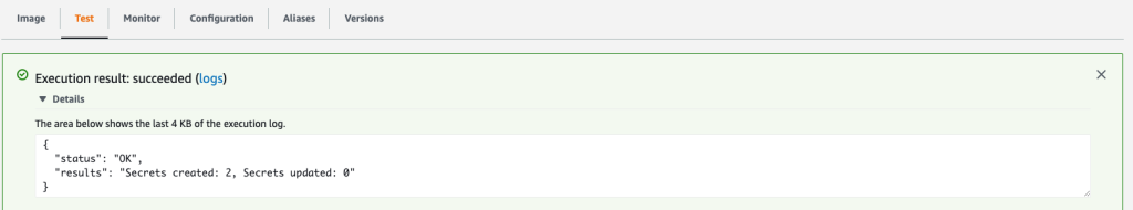 Figure 9: AWS Lambda function output