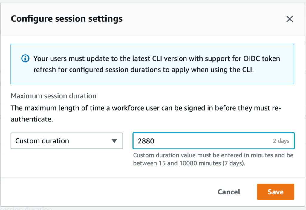 Figure 1: Set access portal session duration