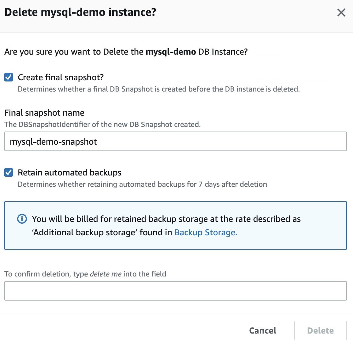 Figure 10: Create snapshots and backups