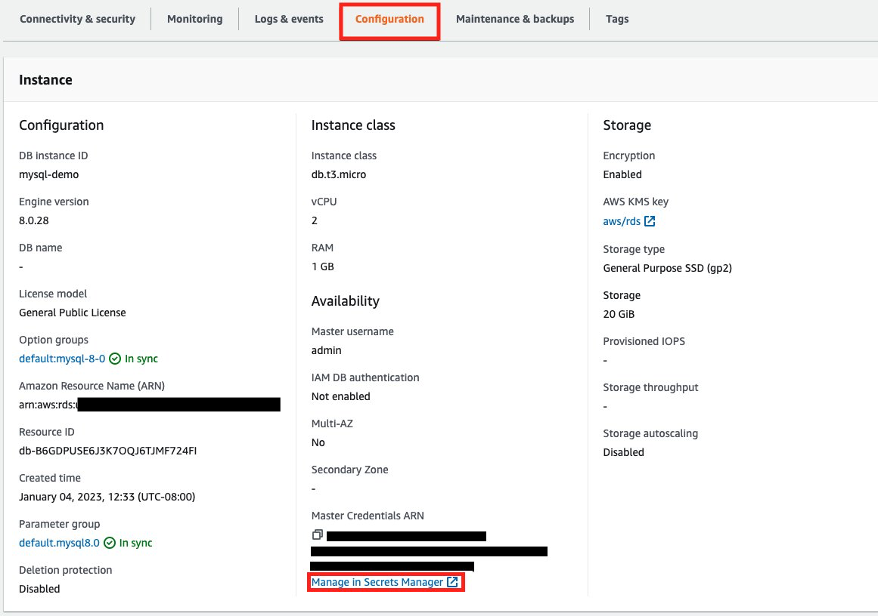 Figure 3: View DB configuration