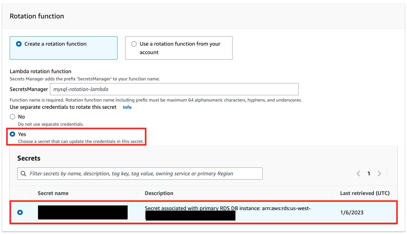 Figure 7: Select separate credentials for rotation