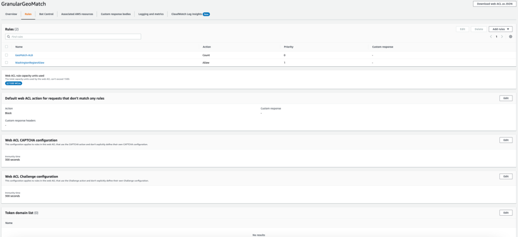 Figure 4: Washington regional geo restriction - web ACL configuration