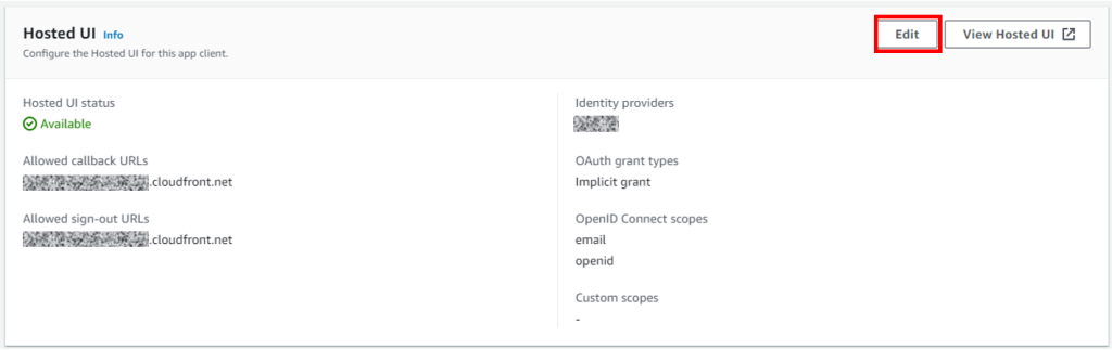 Figure 11: Configure the hosted UI for the app client