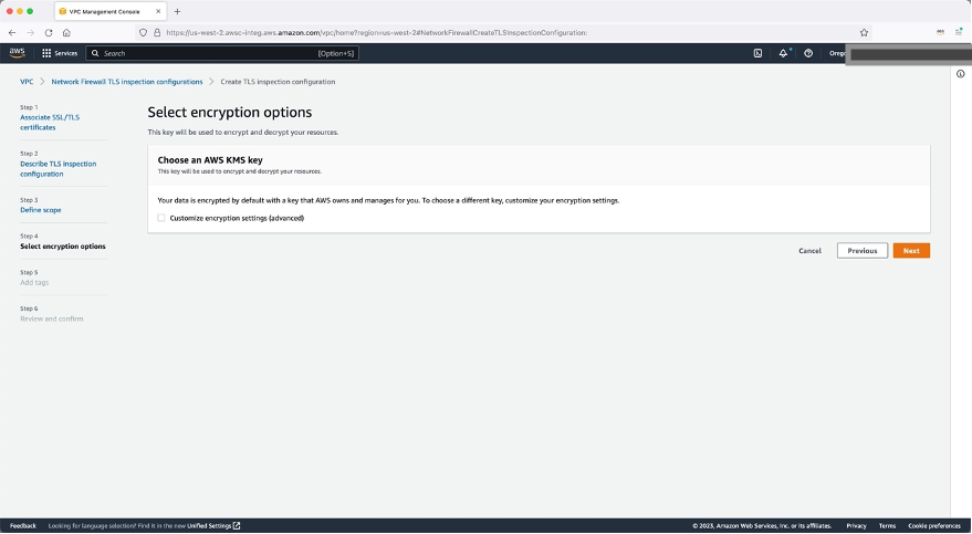 Figure 7: Select the encryption options