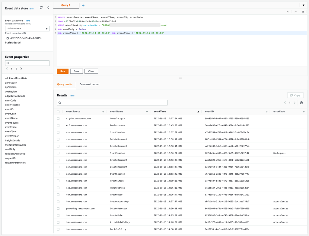 Figure 13: Sample query 2.4 and results in the console