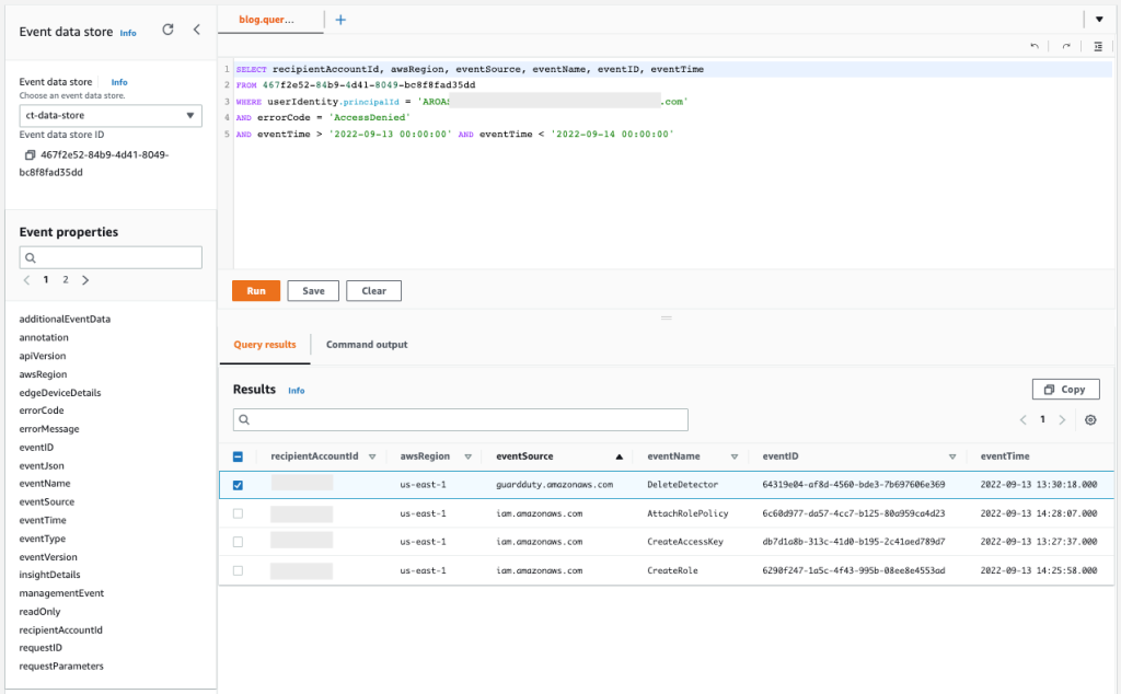 Figure 15: Sample query 2.6 and results in the console