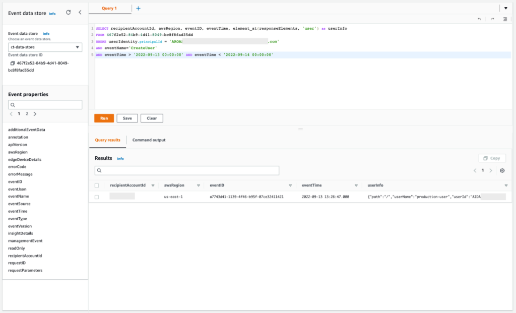 Figure 17: Sample query 2.8 and results in the console