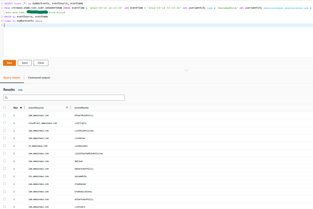 Figure 5: Sample query 1.5 and results in the console