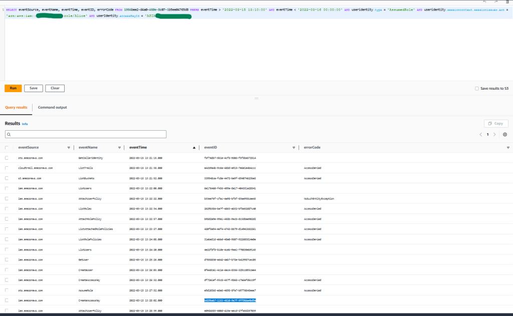 Figure 6: Sample query 1.6 and results in the console