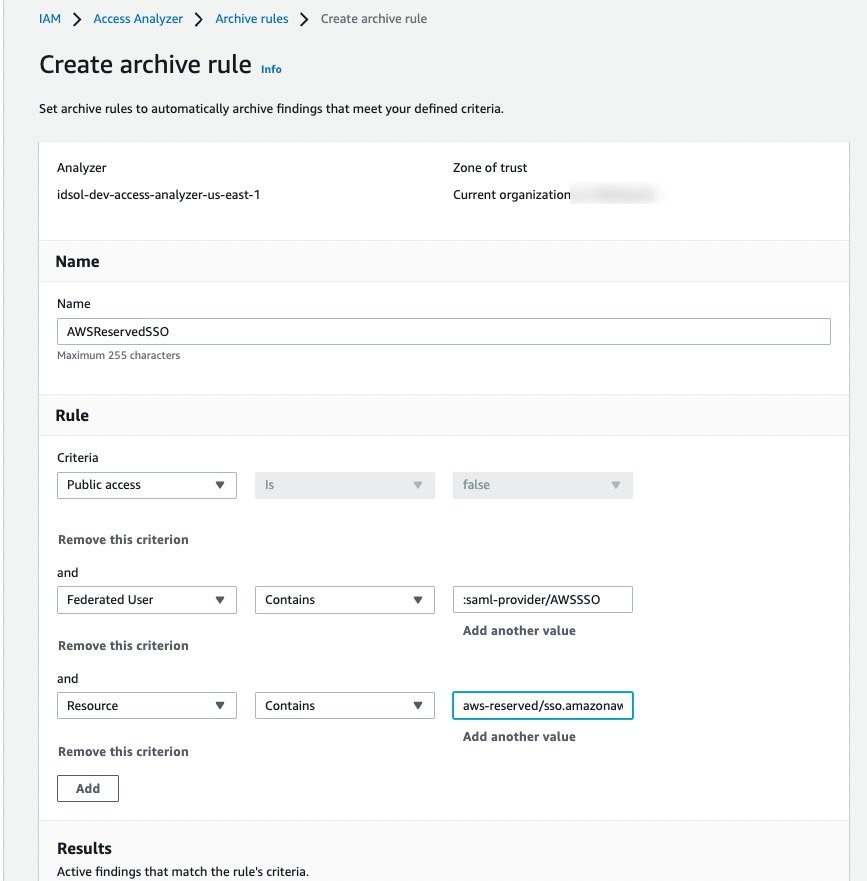 Figure 6: Archive rule example for IAM Identity Center generated findings