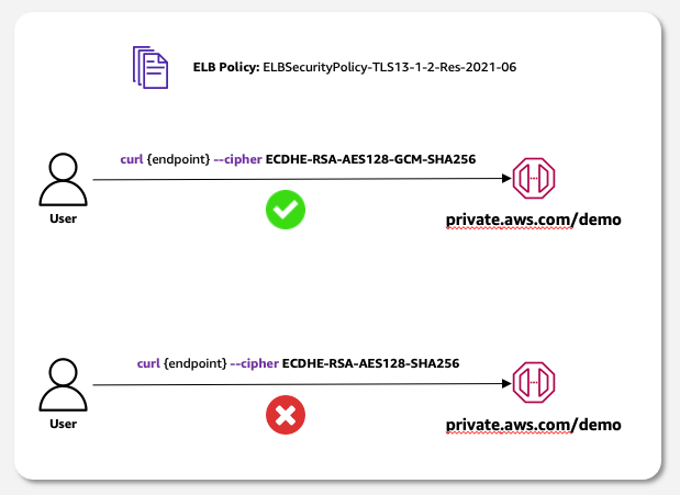 Figure 3: Target behavior: accept only connections with selected cipher suites