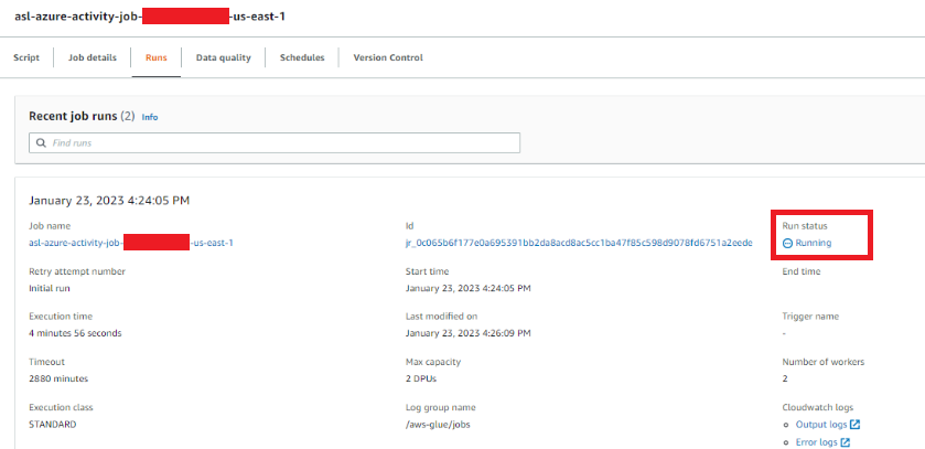 igure 7: AWS Glue job status