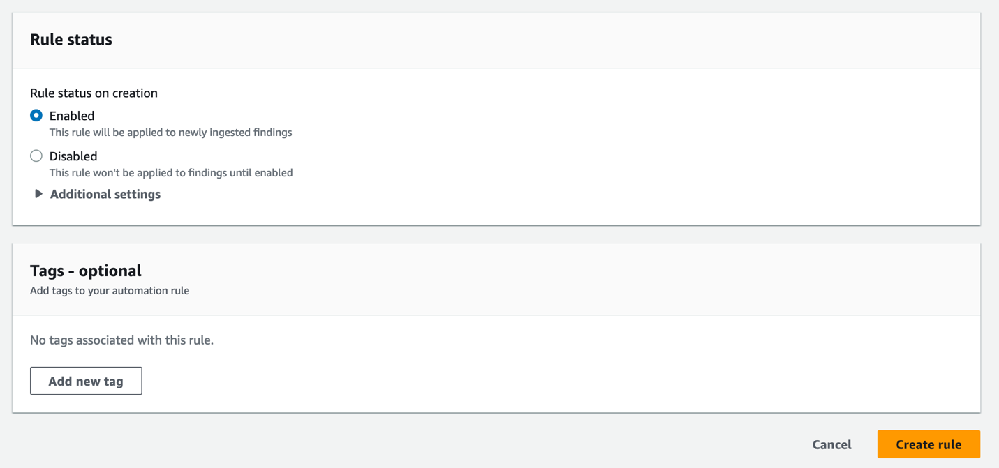 Figure 6: Set the rule status to Enabled