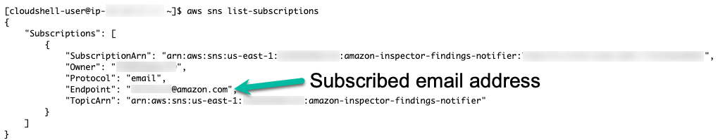 Figure 3: Subscribed email address and SNS topic