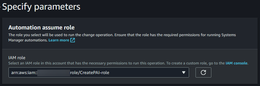 Figure 18: Change request IAM role selection