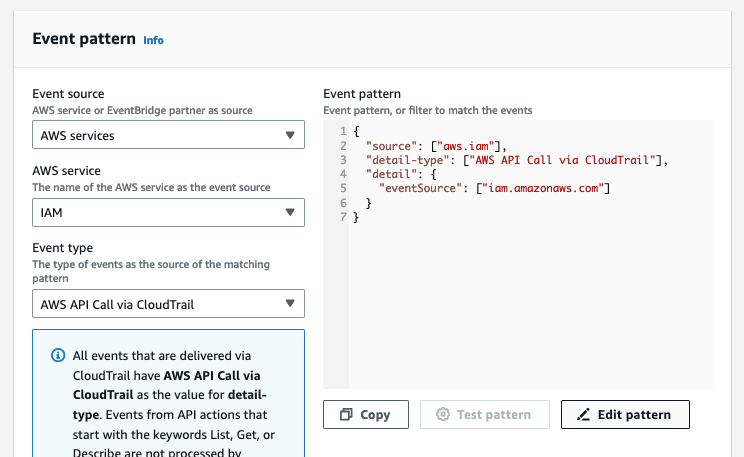 Figure 14: Modifying the event pattern