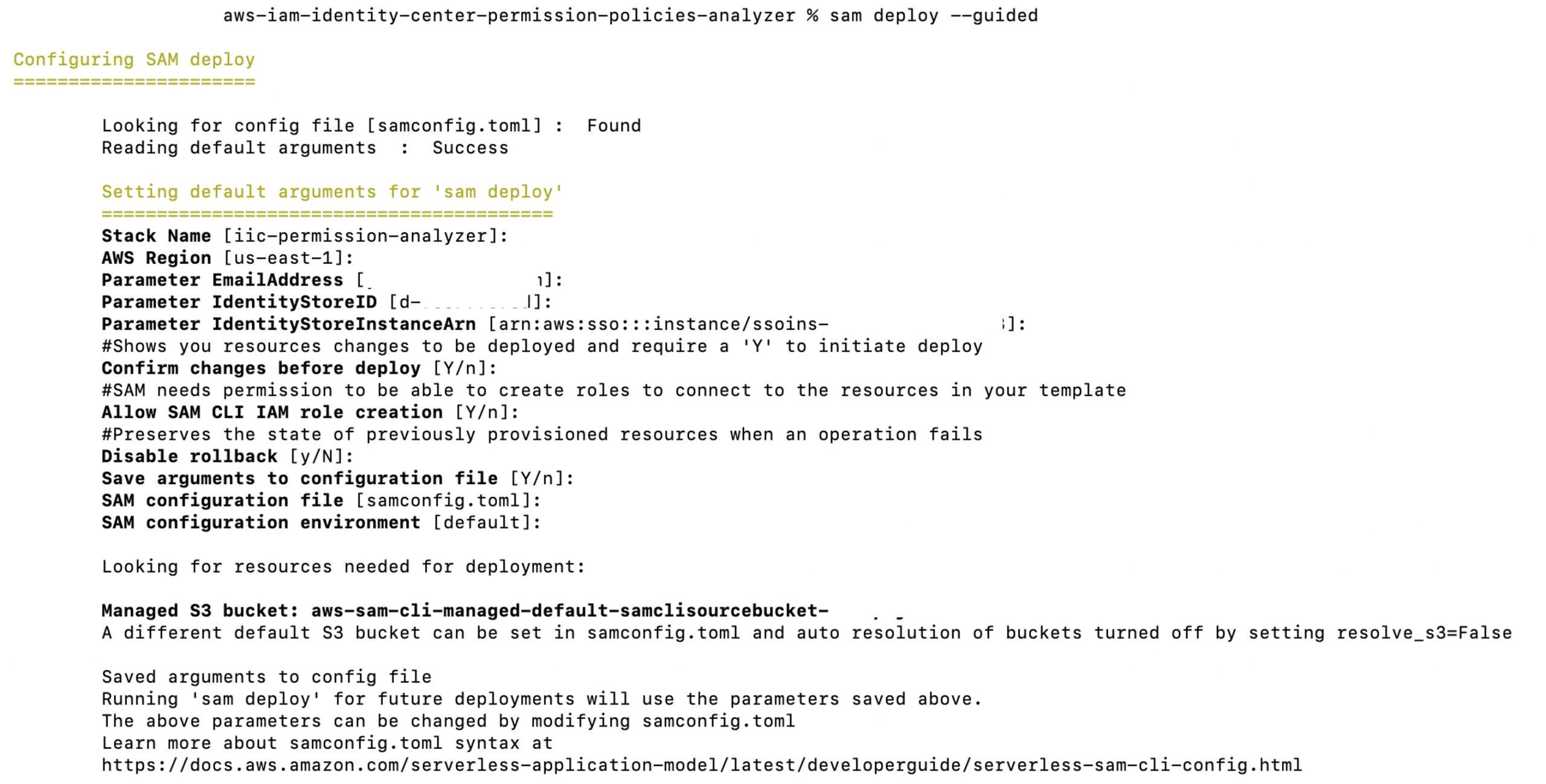 Figure 2: Configure SAM deploy