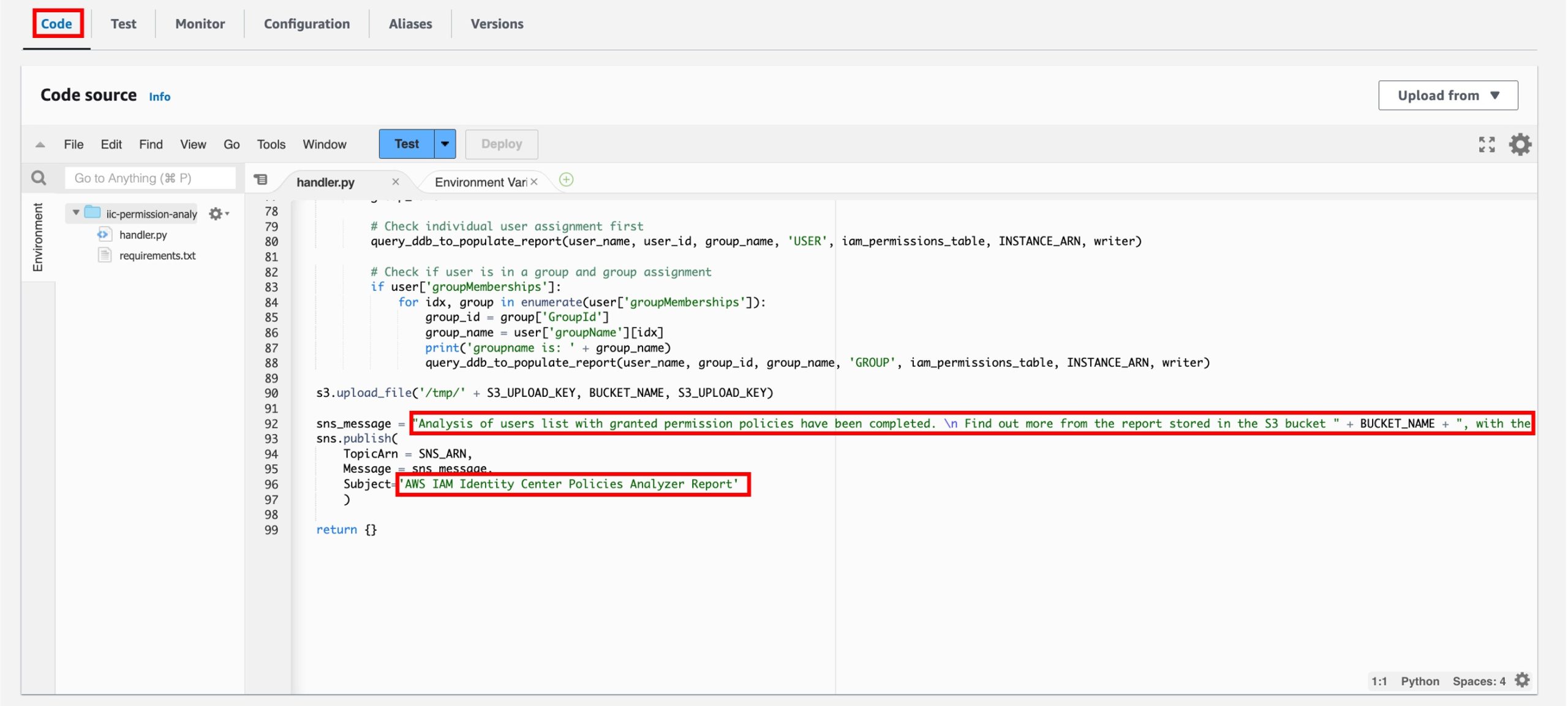 Figure 11: Customizing the notification email in dataTransformLoadFunction source code