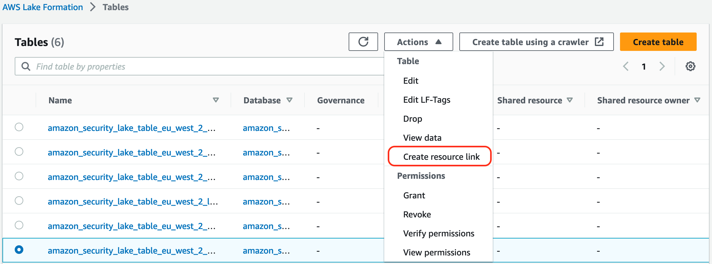 Figure 5: Creating a resource link