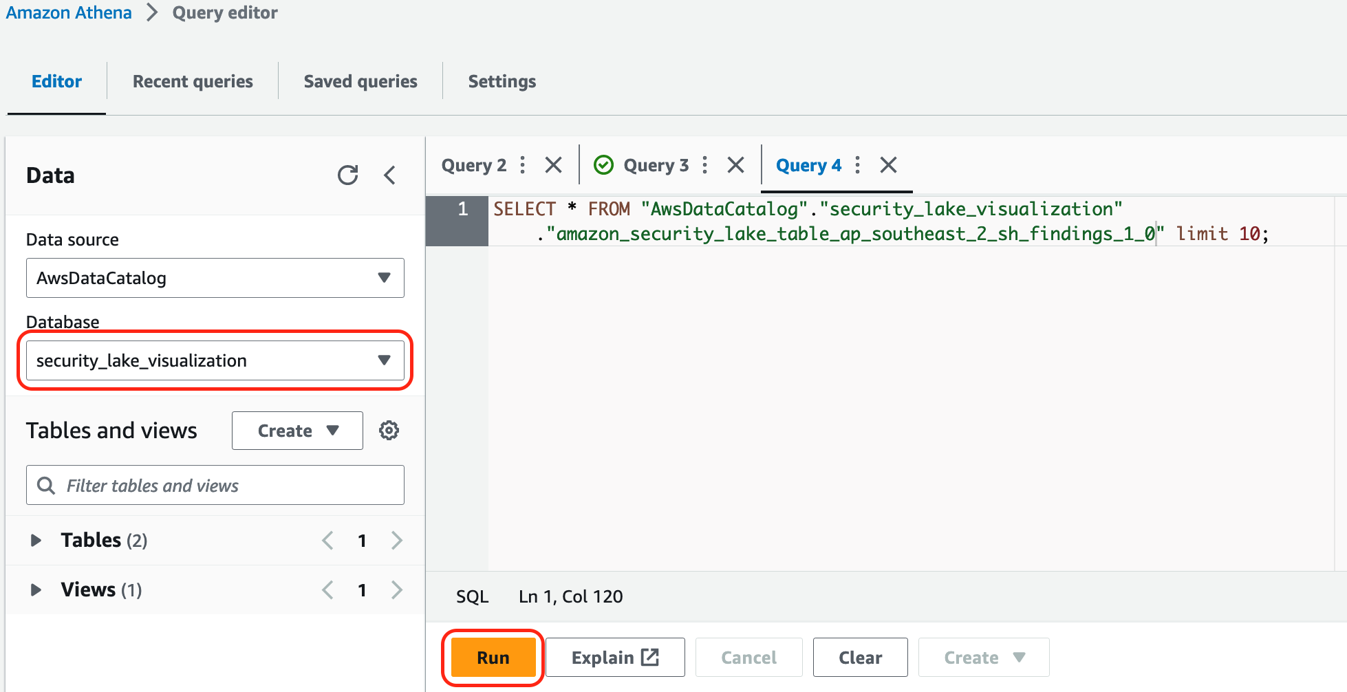 Figure 7: Athena data query editor