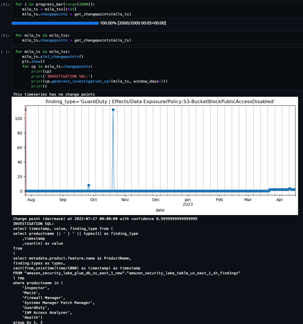 Figure 17: SageMaker changepoint detector view