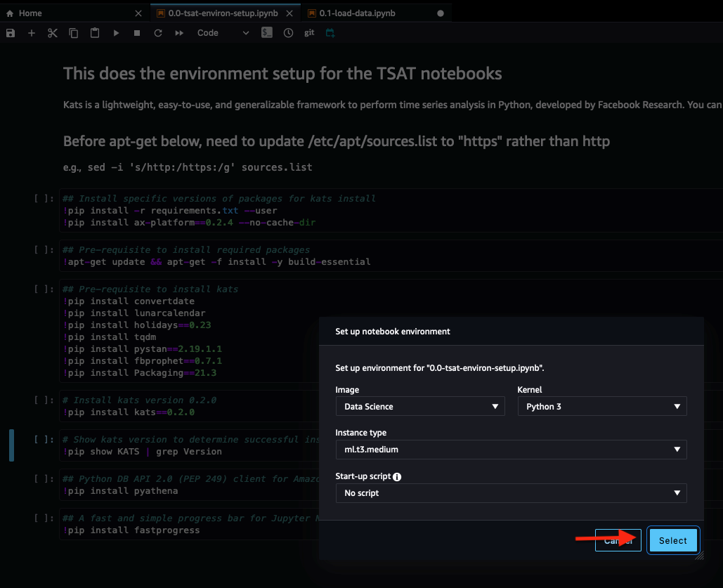 Figure 6 SageMaker application environment settings