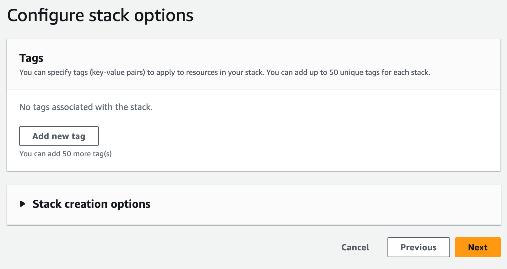 Figure 9: Review the default stack options