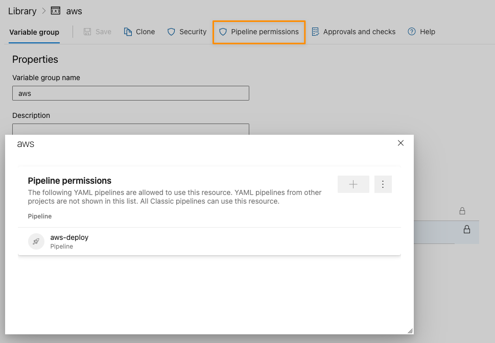 Figure 7: Azure DevOps configuration steps: Pipeline permissions