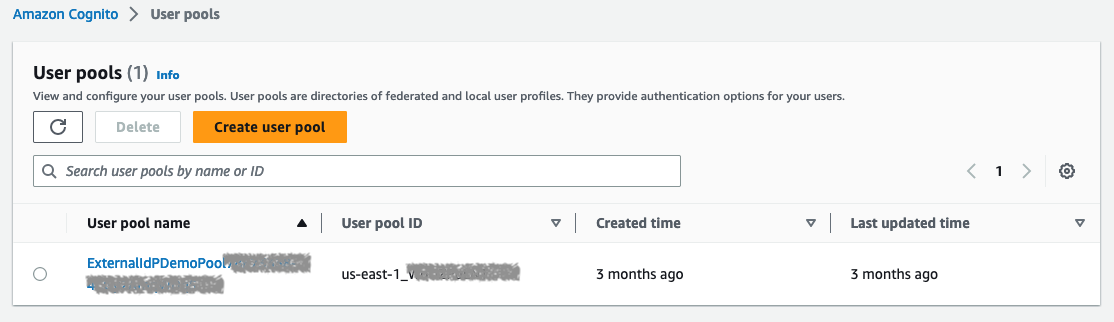 Figure 4: Select the Cognito user pool