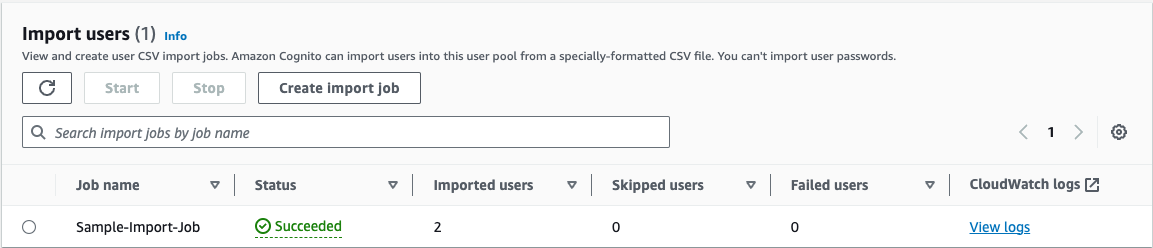 Figure 3: Check import job status