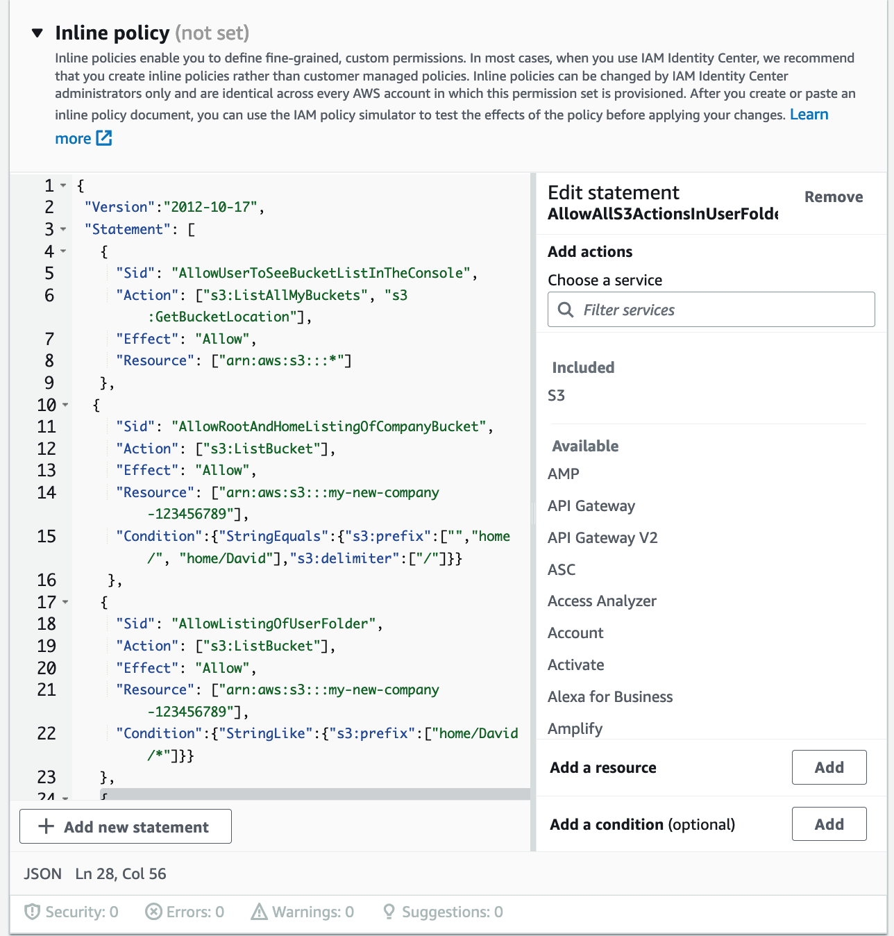 Writing IAM Policies: Grant Access to User-Specific Folders in an  S3  Bucket