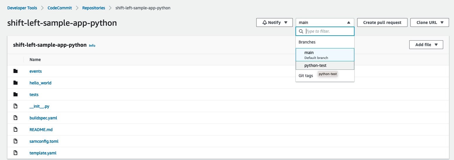 Figure 10: CodeCommit branch selection