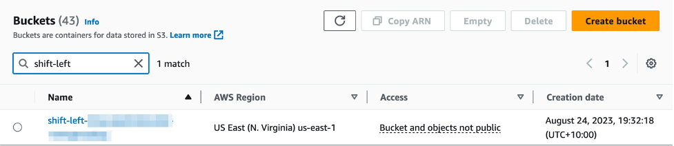 Figure 19: Select CodePipeline S3 bucket