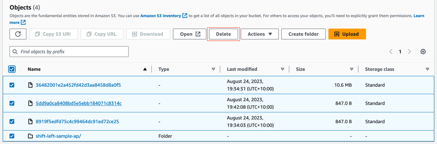 Figure 20: Select CodePipeline S3 objects